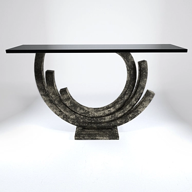 Elegant Revolusion Console: Vintage Silver & Black Granite 3D model image 1 