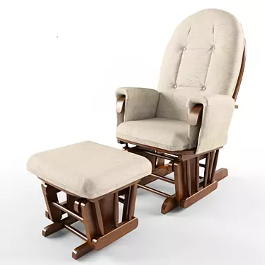 Malaysian Rocking Chair with Ottoman 3D model image 1 