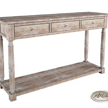 Provence Oak Console with Drawers 3D model image 1 
