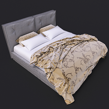 Cozy Gray Bed Set: Duvet & Pillows 3D model image 1 