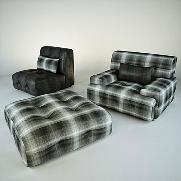 Modern Black and White Chair Set 3D model image 1 