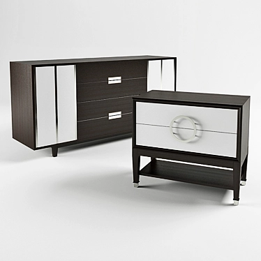 Modern Dresser & Nightstand Set 3D model image 1 