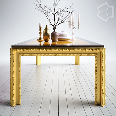 Opulent Golden Table 3D model image 1 