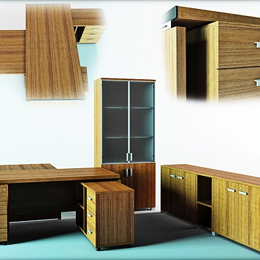 Elegant Office Furniture Ensemble 3D model image 1 