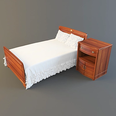 Kids Bed and Nightstand Set 3D model image 1 