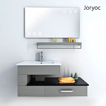 Sleek Stainless Steel Bathroom Furniture 3D model image 1 