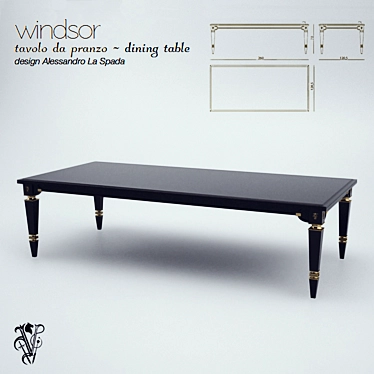 Elegant Windsor Dining Table 3D model image 1 