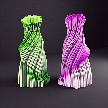 Elegant Fractal Koch Vase 3D model image 1 