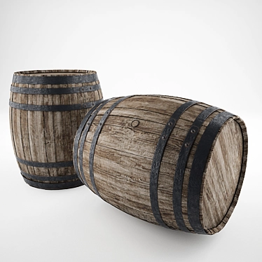 Rustic Wooden Barrel 3D model image 1 