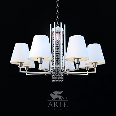 Padova Chrome Chandelier with White Fabric Shade & Crystal Accents 3D model image 1 