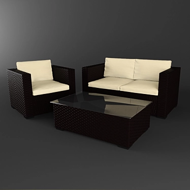 Westlake Wicker Sofa Set 3D model image 1 