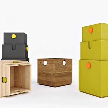 Versatile Wooden Storage Boxes 3D model image 1 