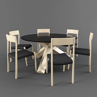 Elegant Dining Set: Table and Chairs 3D model image 1 