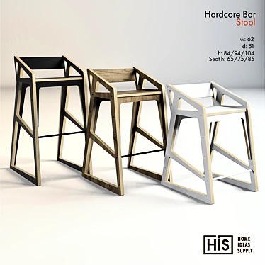 HIS Hardcore Bar Stool: Sleek Design, Adjustable Height 3D model image 1 