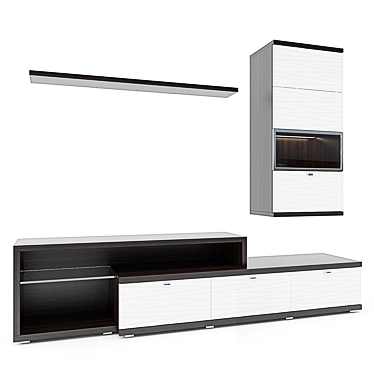 Tokio TV Cabinet Set with Shelf 3D model image 1 