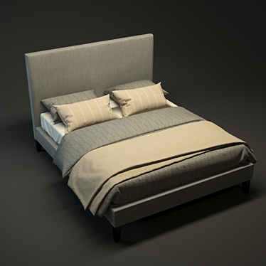 Modern Fabric Bedframe: 3D Model with UV Mapping 3D model image 1 