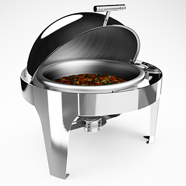 Round Chafing Dish Warmer: Keep Your Food Hot 3D model image 1 