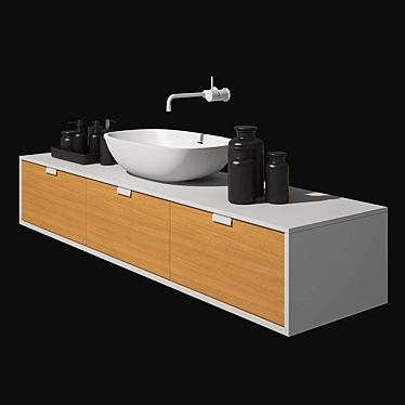 Sleek Falper Washbasin: Charcoal Elegance 3D model image 1 