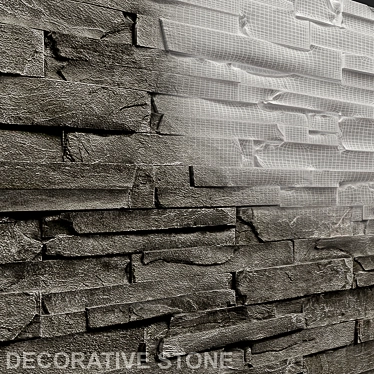 Geometric Grey Stone Panel 3D model image 1 