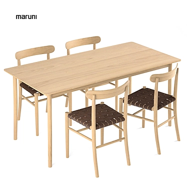 Maruni Lightwood Chair + Table Set 3D model image 1 