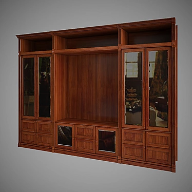 Luxury Wood Library Cabinets 3D model image 1 