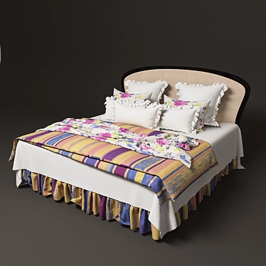 Elegant King Size Bed 3D model image 1 