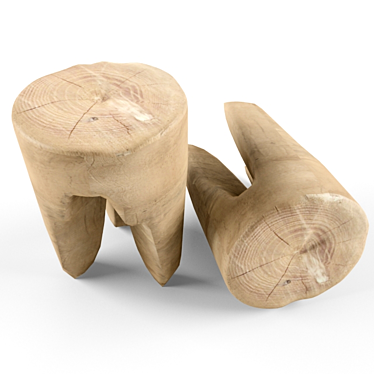  Natural Wood Side Table 3D model image 1 
