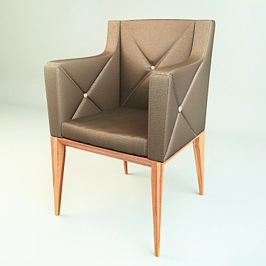 BESS Brown Leather Armchair | Wooden Legs 3D model image 1 