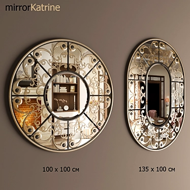 Elegant Katrine Mirrors - Round & Oval 3D model image 1 