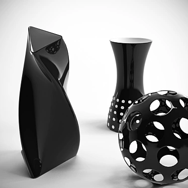 Designer Vases Set 3D model image 1 