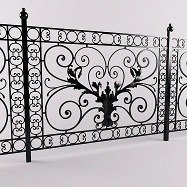 Modular Forged Fence 3D model image 1 