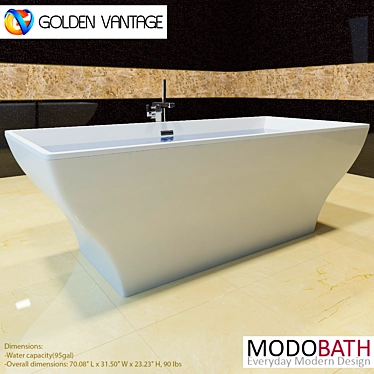 Contemporary White Acrylic Freestanding Bathtub 3D model image 1 