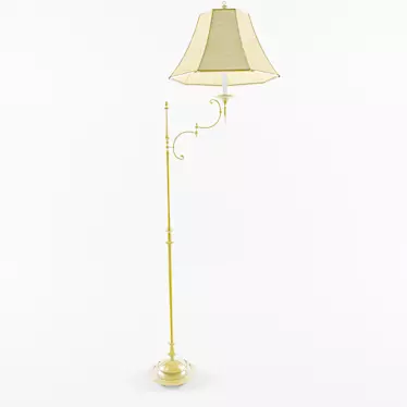 Vintage Brass Swing Arm Floor Lamp 3D model image 1 