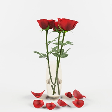 Elegant Roses in a Vase 3D model image 1 