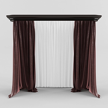 Elegant Window Drapes 3D model image 1 