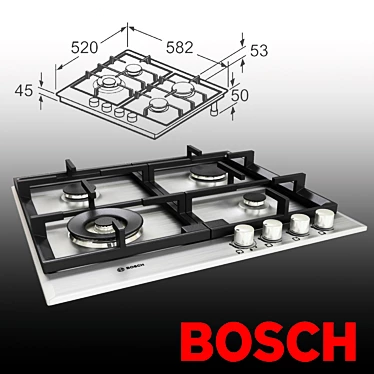 Bosch Gas Hob - Powerful and Versatile 3D model image 1 