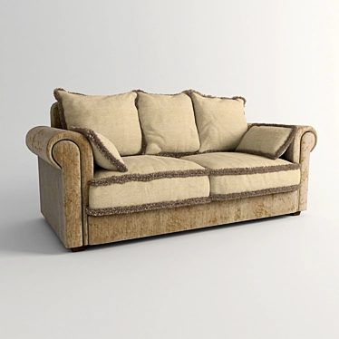 Elegant Beige Sofa: Timeless Comfort 3D model image 1 