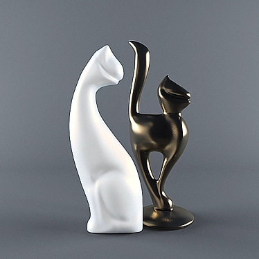 Title: Elegant Porcelain Cat Figurines 3D model image 1 