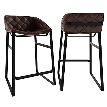 Sleek Black Leather Bar Stool 3D model image 1 