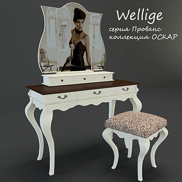 Elegant Provence Vanity Set Oskar 3D model image 1 