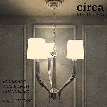 Ruhlmann Three-Light Chandelier - Elegant Illumination at its Finest 3D model image 1 