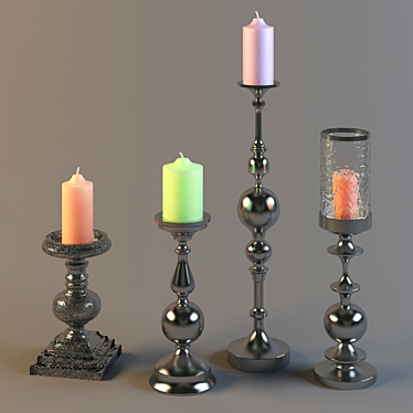 Modern Candle Holders 3D model image 1 
