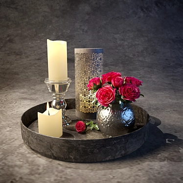 Elegant Candle Decor Set 3D model image 1 