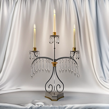 Elegant Triple Candlestick Holder 3D model image 1 