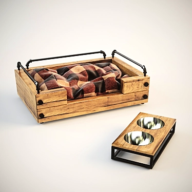 Cozy Pet Bed & Bowl Set 3D model image 1 