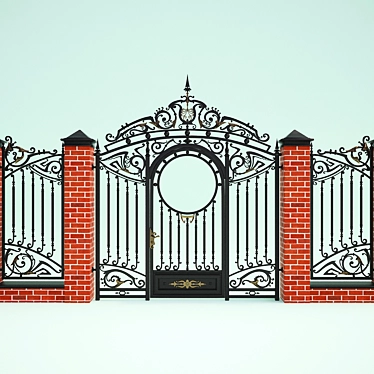 Elegant Wrought-Iron Gates - 6000mm x 2900mm 3D model image 1 