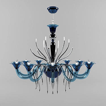 Blue Art Deco Glass Chandelier 3D model image 1 