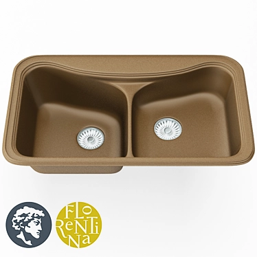 Florentina Crete 860: Dual Bowl Inset Sink 3D model image 1 