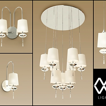 Modern Fusion Chandelier & Sconces 3D model image 1 