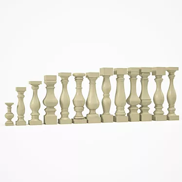 Classic Baluster Set with Splines 3D model image 1 